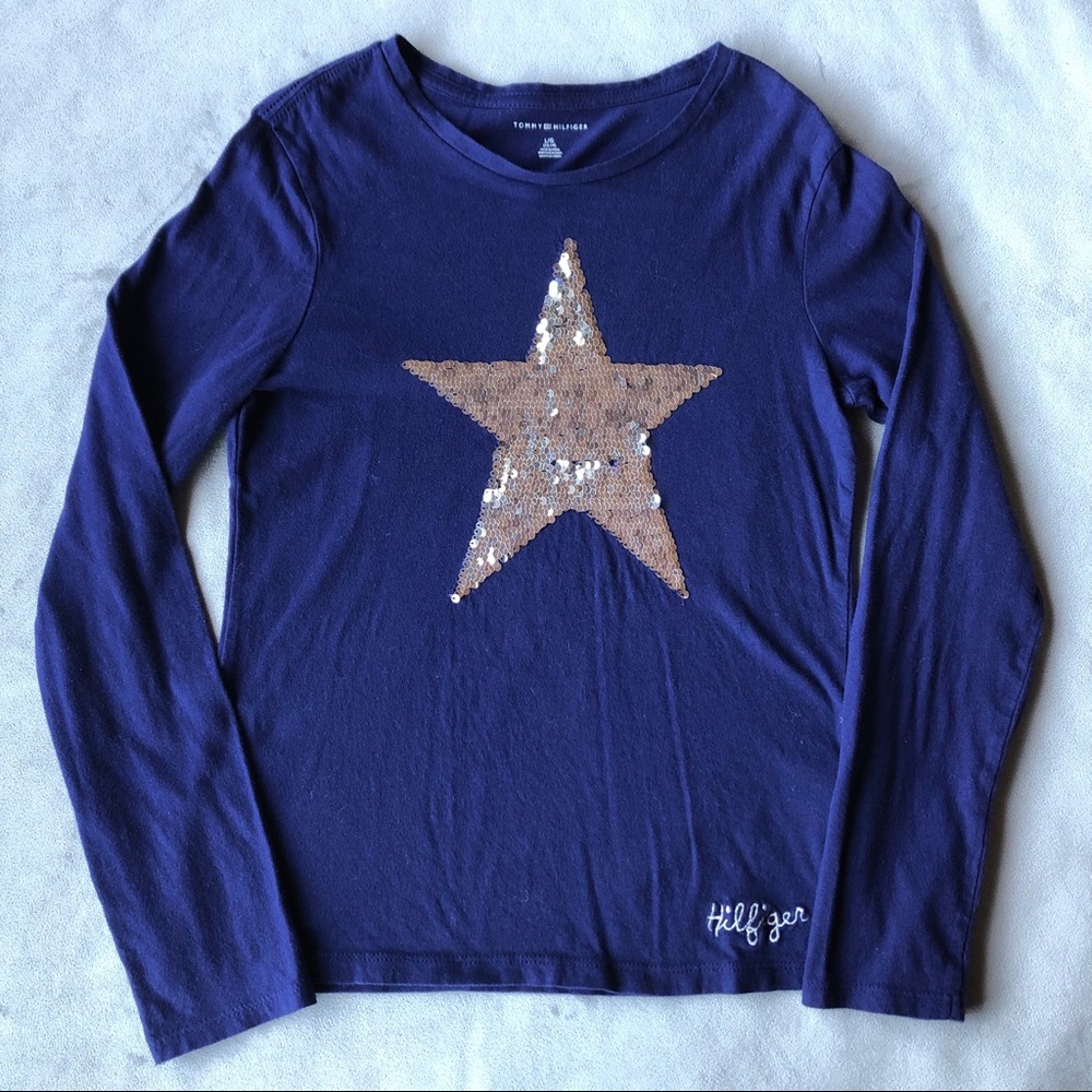 Tommy Hilfiger ~ Flip Sequin Long Sleeve Tee~ Girls Large 12-14